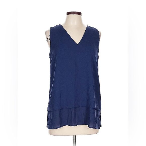 Michael Michael Kors Blue Chiffon Layered Sleeveless Blouse Top size small - Picture 3 of 9